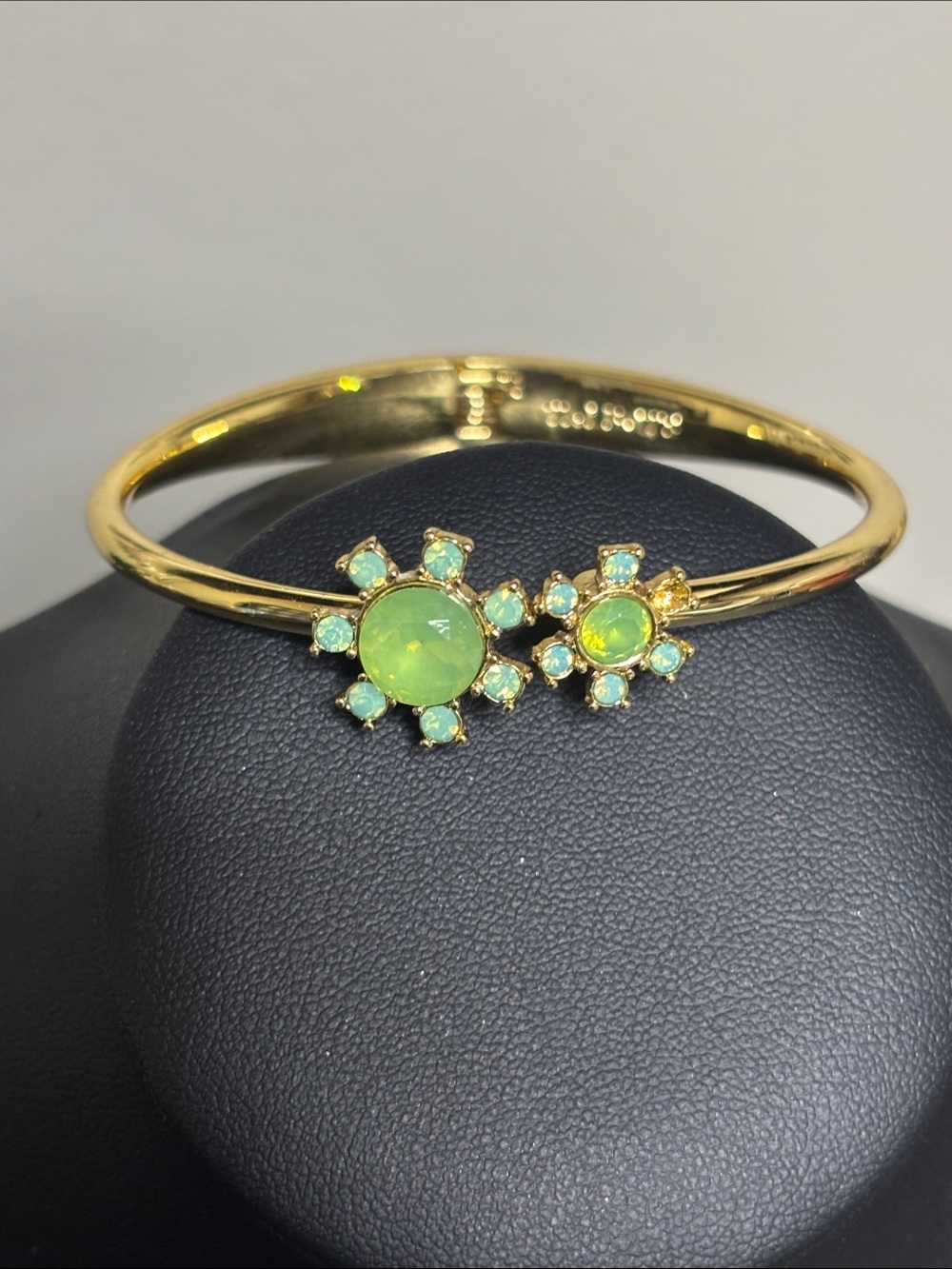 Talbots Gold-Tone Cuff Bracelet with Green Opal Sunburst Accents